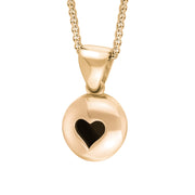 18ct Rose Gold Whitby Jet Heart Disc Necklace