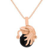 18ct Rose Gold Whitby Jet Zodiac Aquarius 10mm Bead Pendant, P3624.