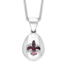 <p>18ct White Gold Blue John Fleur De Lis Pear Shape Necklace, P3645.</p> <p>&nbsp;</p>