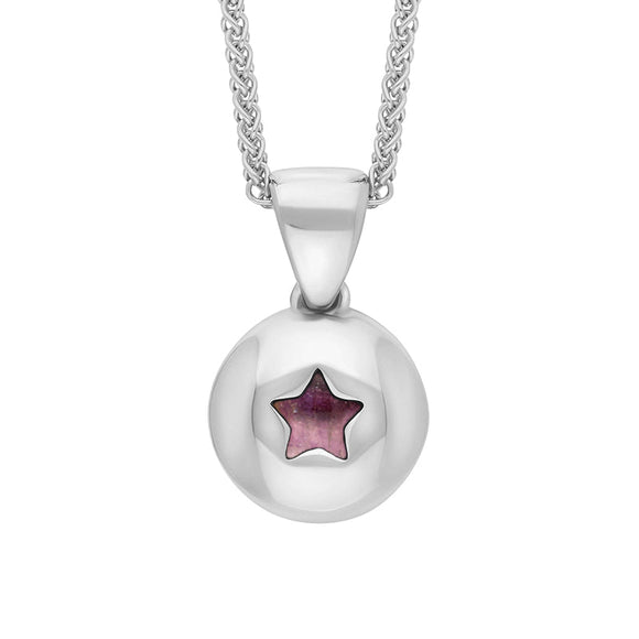 18ct White Gold Blue John Star Disc Necklace