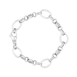 18ct White Gold Double Link Handmade Bracelet C057BR