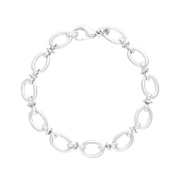 18ct White Gold Oval Link Handmade Bracelet C058BR