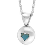 18ct White Gold Turquoise Heart Disc Necklace
