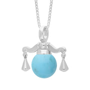 18ct White Gold Turquoise Zodiac Libra 10mm Bead Pendant, P3617.