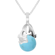 18ct White Gold Turquoise Zodiac Pisces 10mm Bead Pendant, P3627.