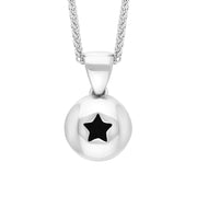18ct White Gold Whitby Jet Star Disc Necklace