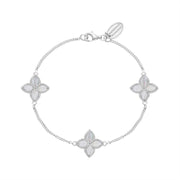 18ct White Gold WHITE MOP Bloom Marquise Flower Bracelet