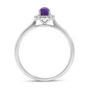 18ct White Gold Blue John 0.10ct Diamond Round Ring