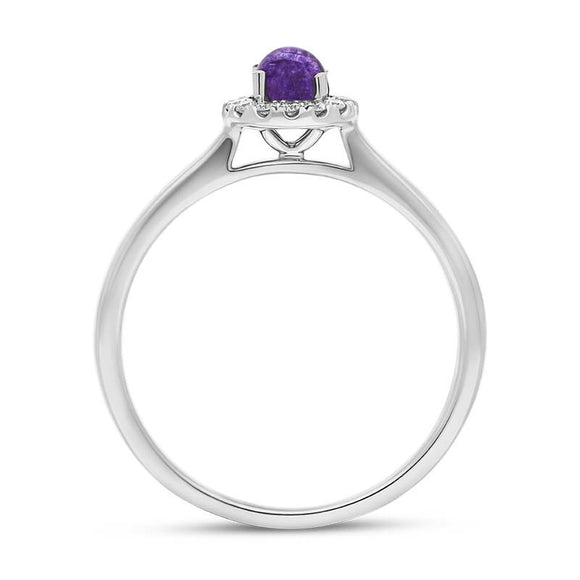 18ct White Gold Blue John 0.10ct Diamond Round Ring