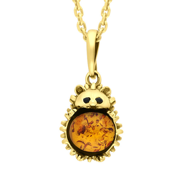 18ct Yellow Gold Amber Small Hedgehog Necklace P3495