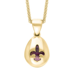 18ct Yellow Gold Blue John Fleur De Lis Pear Shape Necklace, P3645.