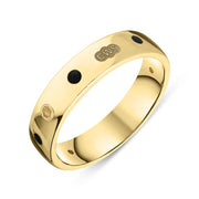18ct Yellow Gold Whitby Jet King's Coronation Hallmark 5mm Ring  R1193_5 CFH