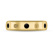 18ct Yellow Gold Whitby Jet King's Coronation Hallmark 5mm Ring  R1193_5 CFH