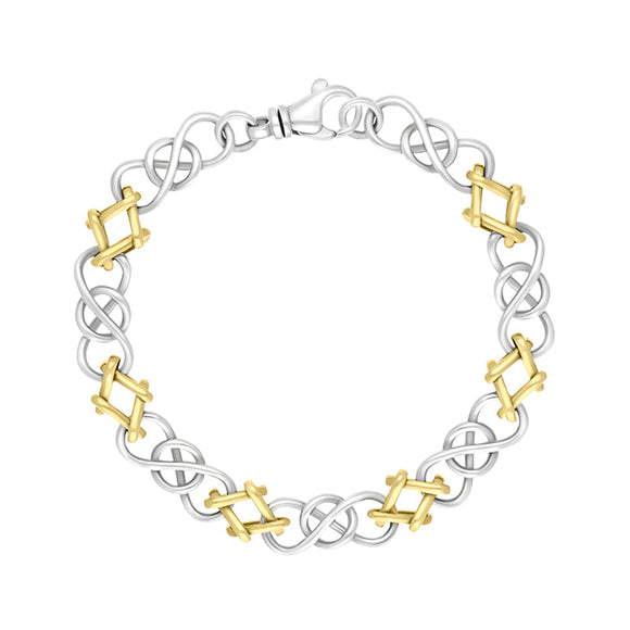 18ct Yellow Gold Sterling Silver Celtic Knot Handmade Bracelet C0121BR