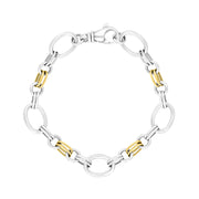 18ct Yellow Gold Sterling Silver Double Link Handmade Bracelet C057BR