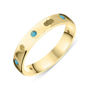 18ct Yellow Gold Turquoise King's Coronation Hallmark 4mm Ring