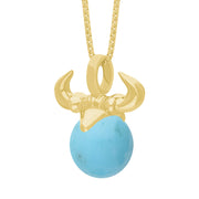 18ct Yellow Gold Turquoise Zodiac Taurus 10mm Bead Pendant, P3621.