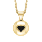 18ct Yellow Gold Whitby Jet Heart Disc Necklace