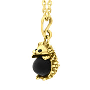 18ct Yellow Gold Whitby Jet Small Hedgehog Necklace
