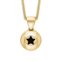 18ct Yellow Gold Whitby Jet Star Disc Necklace
