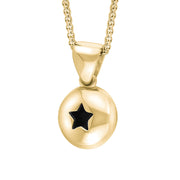 18ct Yellow Gold Whitby Jet Star Disc Necklace