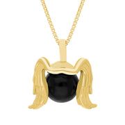 18ct Yellow Gold Whitby Jet Zodiac Virgo 10mm Bead Pendant, P3628.
