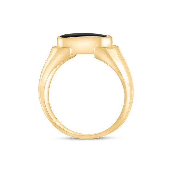 18ct Yellow Gold Whitby Jet Oval Dodgem Ring