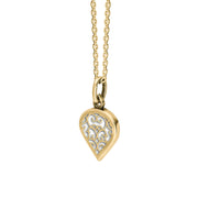 18ct Yellow Gold Bauxite Flore Filigree Small Heart Necklace. P3629._2