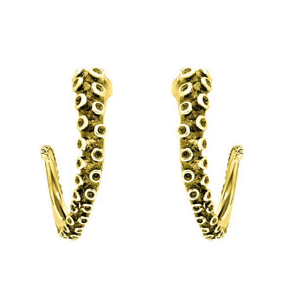 18ct Yellow Gold Tentacle Hoop Earrings, E2460