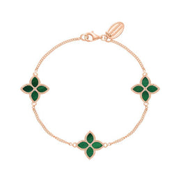 18ct Rose Gold Malachite Bloom Flower Ball Edge Bracelet, B1272