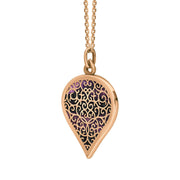 18ct Rose Gold Blue John Flore Filigree Large Heart Necklace. P3631._2