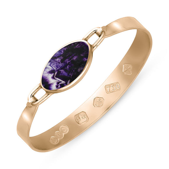 18ct Rose Gold Blue John Hallmark Wide Oval Bangle, B020_FH