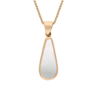 18ct Rose Gold Blue John Mother Of Pearl Small Double Sided Pear Cut Fob Necklace, P835_2.