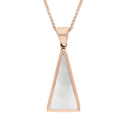 18ct Rose Gold Blue John Mother Of Pearl Small Double Sided Triangular Fob Necklace, P834_2.