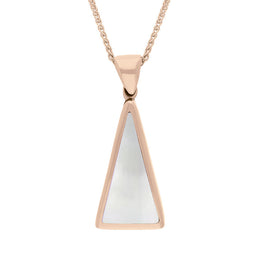 18ct Rose Gold Blue John Mother Of Pearl Small Double Sided Triangular Fob Necklace, P834_2.