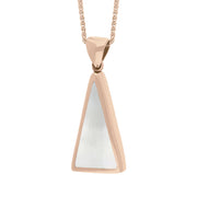 18ct Rose Gold Blue John Mother Of Pearl Small Double Sided Triangular Fob Necklace, P834_3.