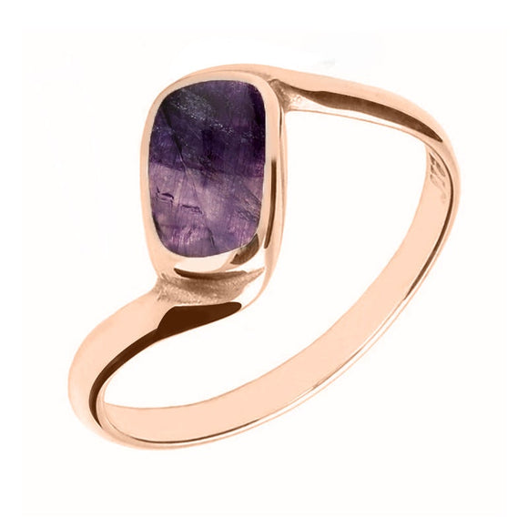 18ct Rose Gold Blue John Oblong Twist Ring. R001.