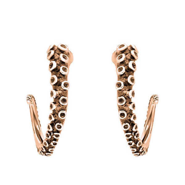 18ct Rose Gold Tentacle Hoop Earrings, E2460