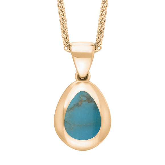 18ct Rose Gold Turquoise Cross Pear Shape Necklace