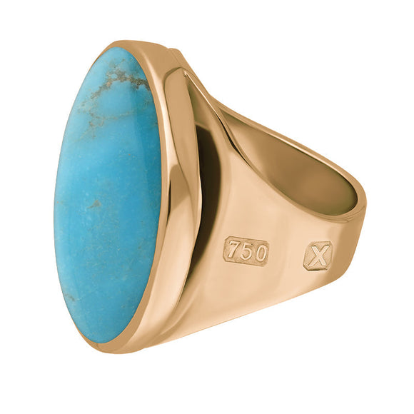 18ct Rose Gold Turquoise Hallmark Medium Round Ring