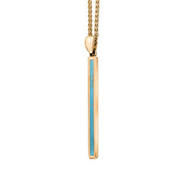 18ct Rose Gold Turquoise Long Slim Oblong Necklace