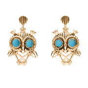 18ct Rose Gold Turquoise Owl Stud Earrings E2329