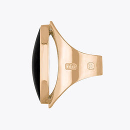 18ct Rose Gold Whitby Jet Hallmark Large Oval Ring
