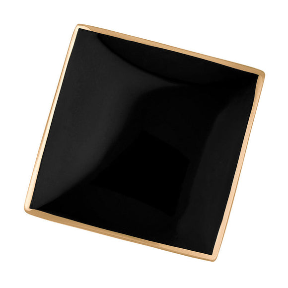 18ct Rose Gold Whitby Jet Hallmark Large Rhombus Ring, R608_FH.