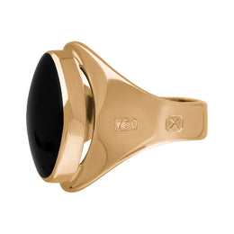 18ct Rose Gold Whitby Jet Hallmark Small Oval Ring