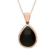 18ct Rose Gold Whitby Jet Lapis Lazuli Double Sided Celtic Edge Pear Cut Fob Necklace, P410_2.