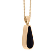 18ct Rose Gold Whitby Jet Malachite Small Double Sided Pear Cut Fob Necklace, P835_3.