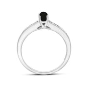18ct White Gold Whitby Jet Diamond 0.20ct Round Claw Set Ring