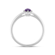18ct White Gold Amethyst Diamond Marquise Cluster Ring