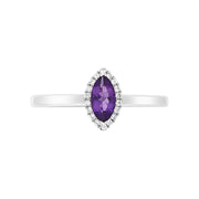 18ct White Gold Amethyst Diamond Marquise Cluster Ring